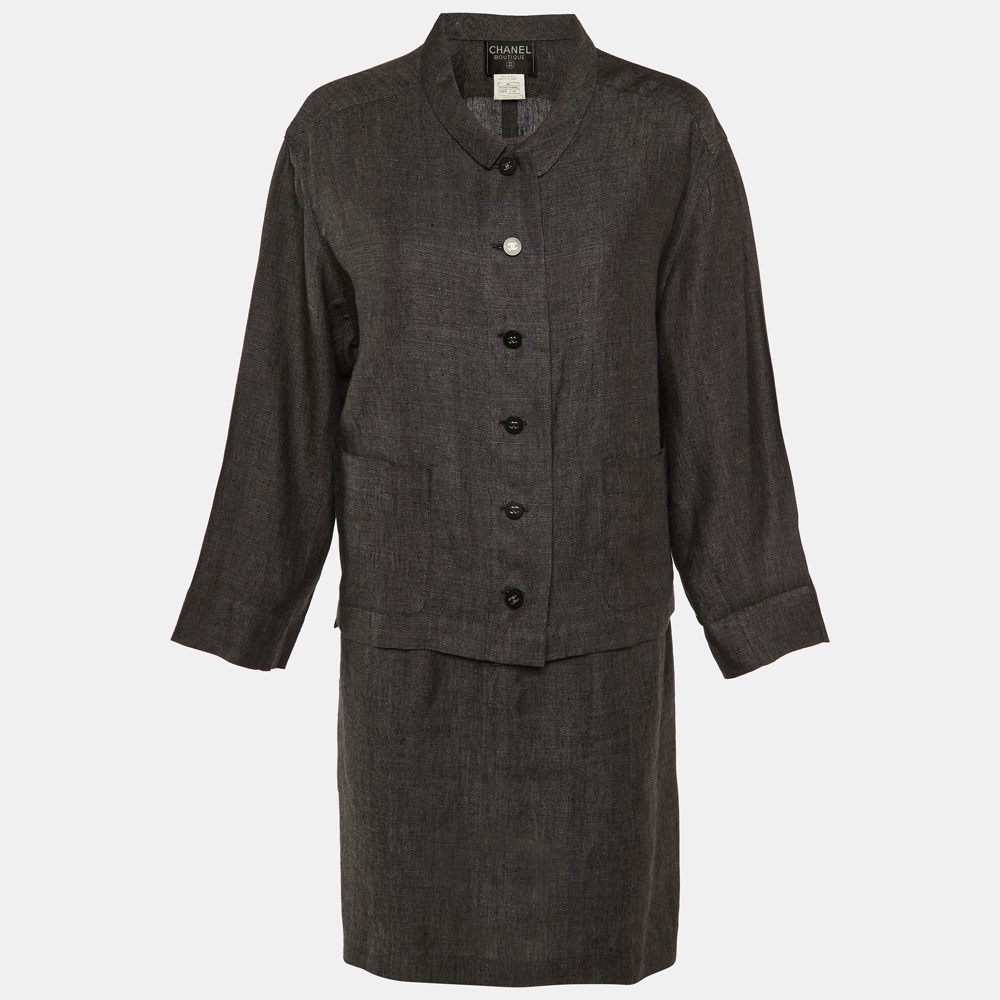 Chanel Grey Linen Formal Dress and Jacket Set M, Dresses - Luxury Closet catalog