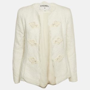 Chanel White Tweed Beads Embellished Jacket S, Coats & Jackets - Luxury Closet catalog