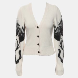 Chanel Off-White & Black Cashmere and Silk Cashmere Cropped Cardigan FR Women 34, Clothing - Luxury Closet catalog