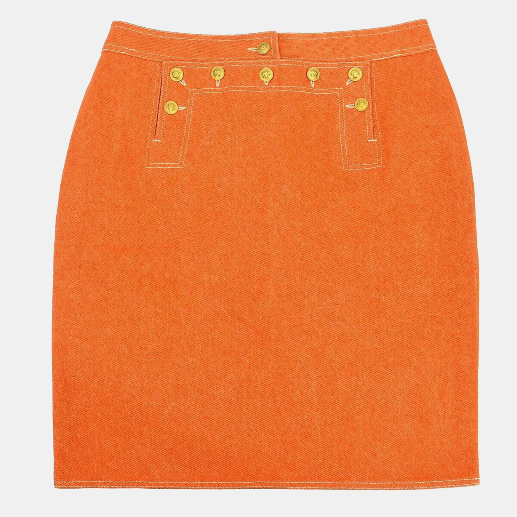 Chanel Orange Denim Skirt Women Size 44, Skirts - Luxury Closet catalog