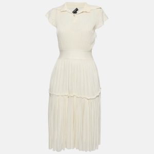 Chanel Off-White Knit Pleated Knee-Length Dress M, Dresses - Luxury Closet catalog