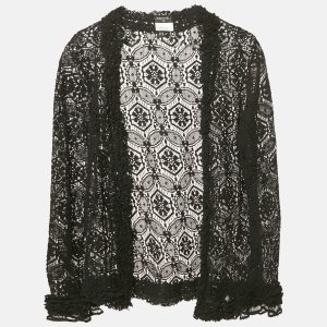Chanel Black Lace Ruffled Open Front Cardigan M, Sweaters & Cardigans - Luxury Closet catalog
