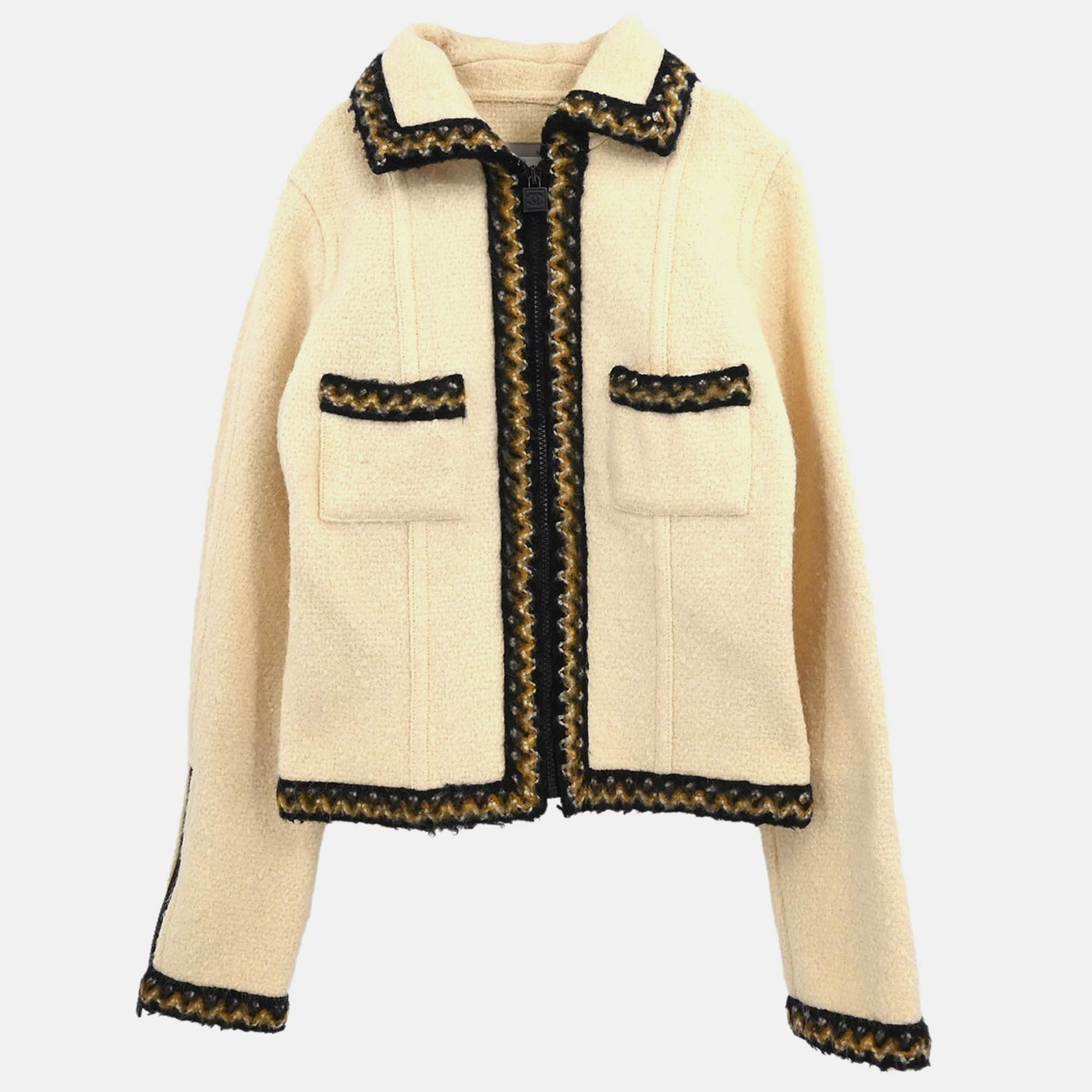 Chanel White Wool Zip Up Jacket Women Size 38, Coats & Jackets - Luxury Closet catalog