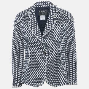 Chanel Navy Blue Tweed Fringed Button Front Jacket M, Coats & Jackets - Luxury Closet catalog