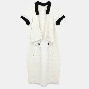 Chanel White/Black Cotton Short Sleeve Dress Women Size 38, Dresses - Luxury Closet catalog