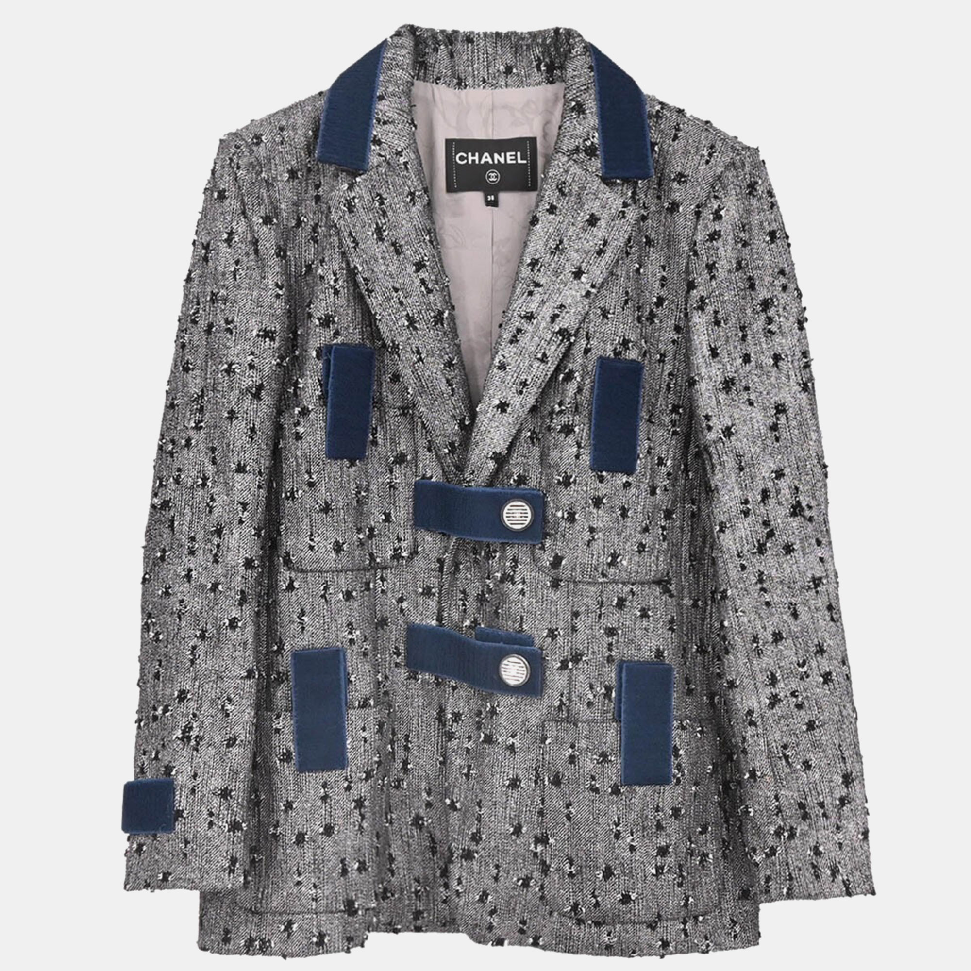 Chanel Single Breasted Jacket Gray FR 38, Coats & Jackets - Luxury Closet catalog