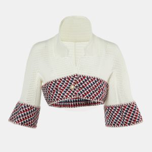 Chanel White Mesh & Tweed Cropped Jacket M, Coats & Jackets - Luxury Closet catalog