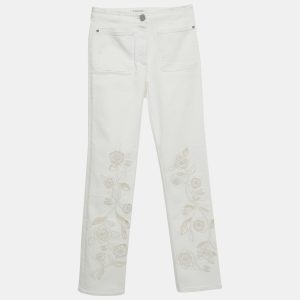 Chanel White Floral Embroidery Cotton Drill Pants S, Clothing - Luxury Closet catalog