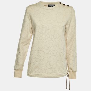 Chanel Beige Embroidered Cotton Sweatshirt S, Sweaters & Cardigans - Luxury Closet catalog