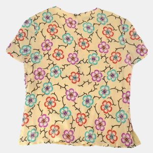 Chanel Flower Pattern Beige Silk Short Sleeve Shirt Size 38, Shirts & Tops - Luxury Closet catalog
