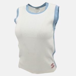 Chanel White/ Blue Cotton Sleeveless Top 40, Shirts & Tops - Luxury Closet catalog