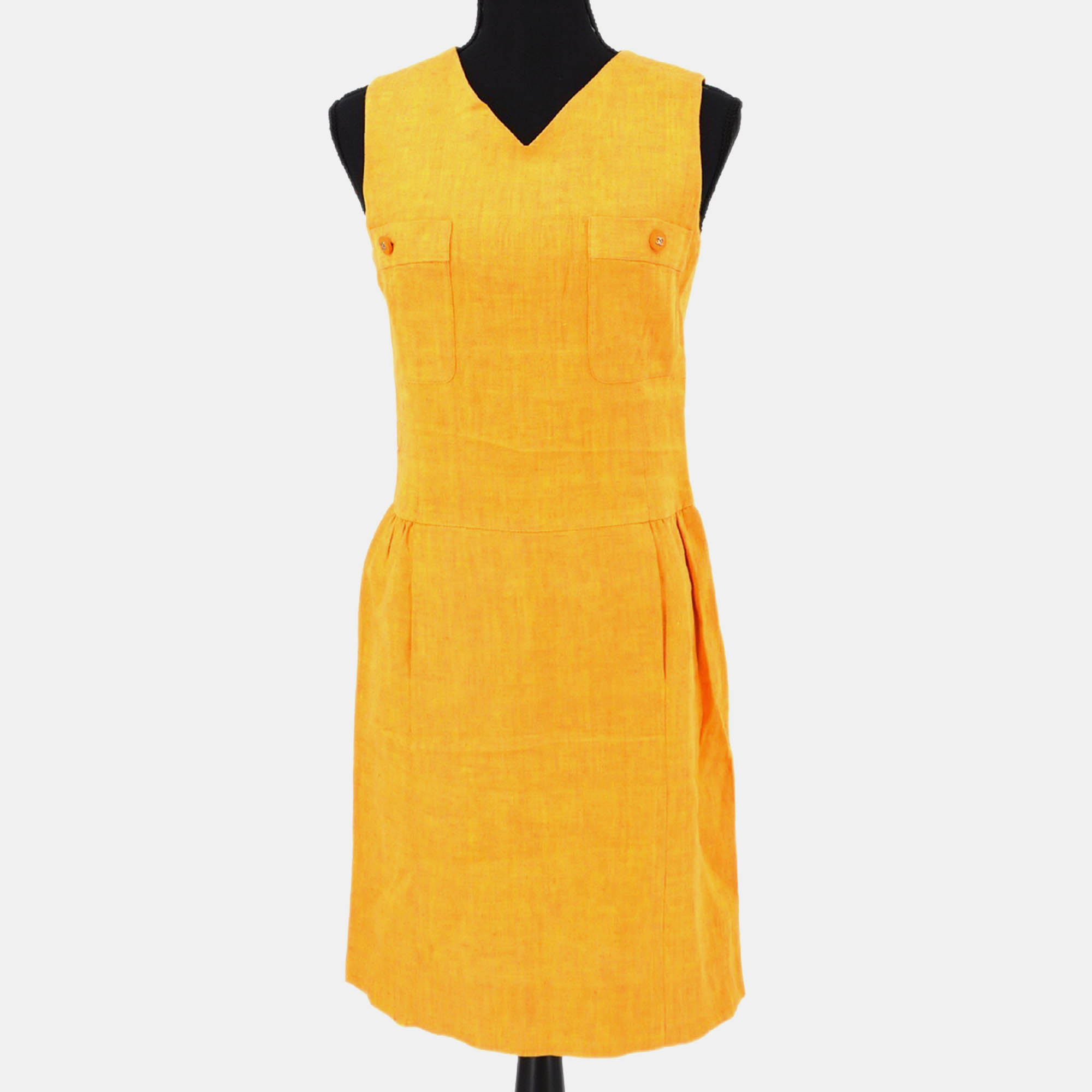 Chanel 96P #36 Sleeveless Dress Skirt Orange 100% Linen, Dresses - Luxury Closet catalog