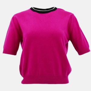Chanel Short Sleeve Sweater Knit Top Pink Size 42, Coats & Jackets - Luxury Closet catalog