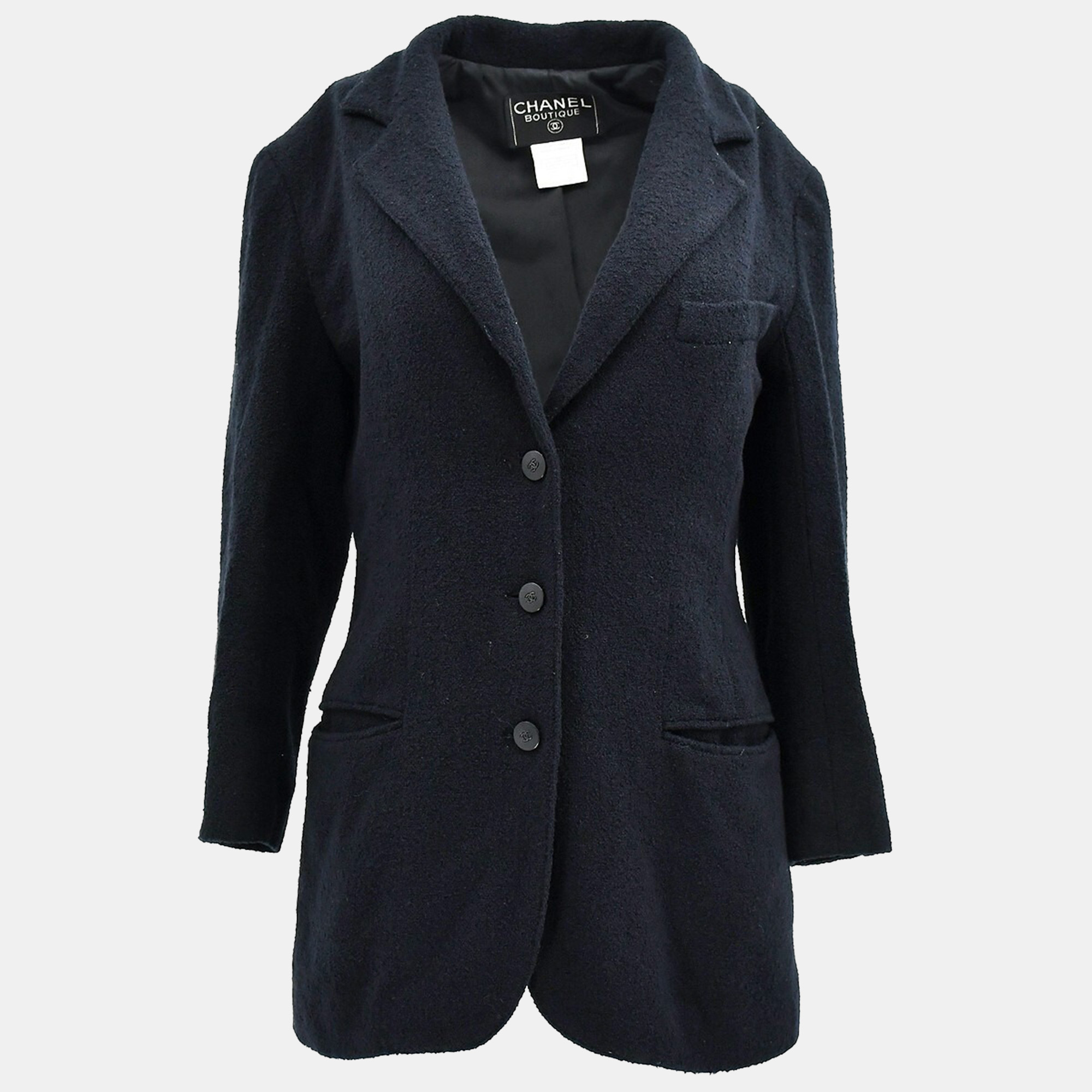 Chanel Single Breasted Jacket Black #38, Coats & Jackets - Luxury Closet catalog