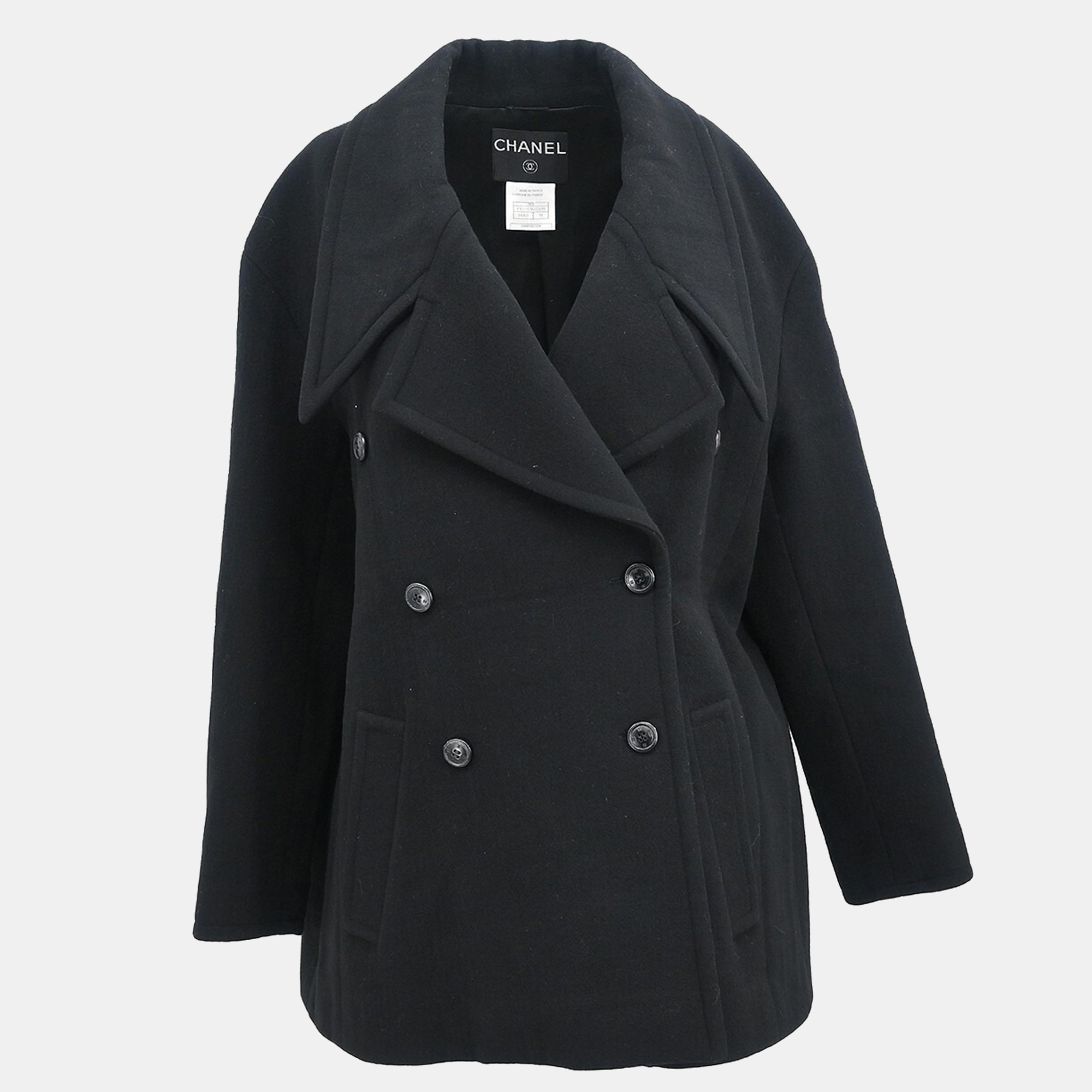 Chanel Double Breasted Jacket Black 98A #38, Coats & Jackets - Luxury Closet catalog