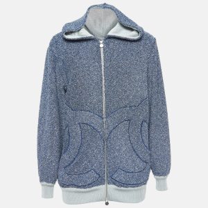 Chanel Blue/Metallic Terry Zip-Up Hoodie M, Sweaters & Cardigans - Luxury Closet catalog