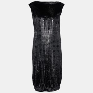 Chanel Metallic Black Bristled Velvet Sleeveless Elasticated Hem Dress L, Dresses - Luxury Closet catalog