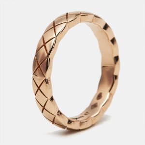 Chanel Coco Crush Quilted Motif 18k Rose Gold Mini Band Ring Size 47, Rings - Luxury Closet catalog
