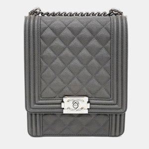 Chanel Grey Caviar Leather Boy Flap Bag, Shoulder Bags - Luxury Closet catalog