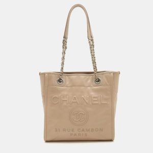 Chanel Beige Leather Small Deauville Tote Bag, Tote Handbags - Luxury Closet catalog