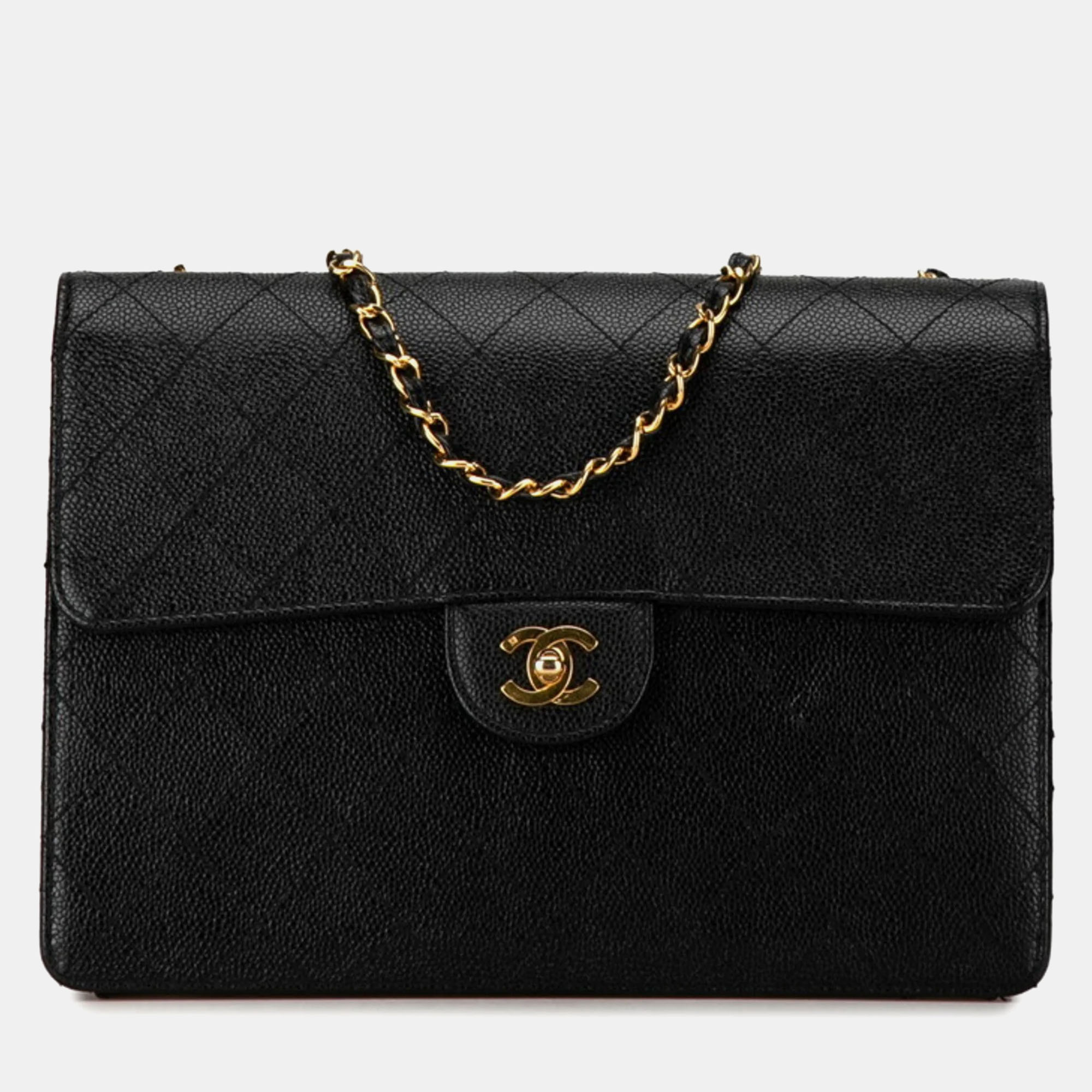 Chanel Black Quilted Caviar Jumbo Classic Single Flap Shoulder Bag, Shoulder Bags - Luxury Closet catalog