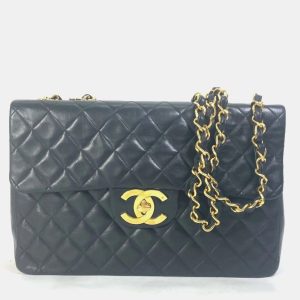 Chanel Black Quilted Lambskin Maxi Vintage Classic Single Flap Bag, Shoulder Bags - Luxury Closet catalog