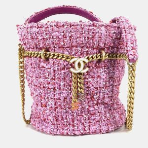 Chanel Tweed Enamel Quilted Pending CC Bucket Drawstring Shoulder Bags, Handbags - Luxury Closet catalog