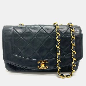 Chanel Black Leather Quilted Vintage Diana Flap Shoulder Bag, Shoulder Bags - Luxury Closet catalog