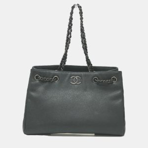 Chanel Black Caviar Large Woven Chain Shopping Tote Bag, Shoulder Bags - Luxury Closet catalog