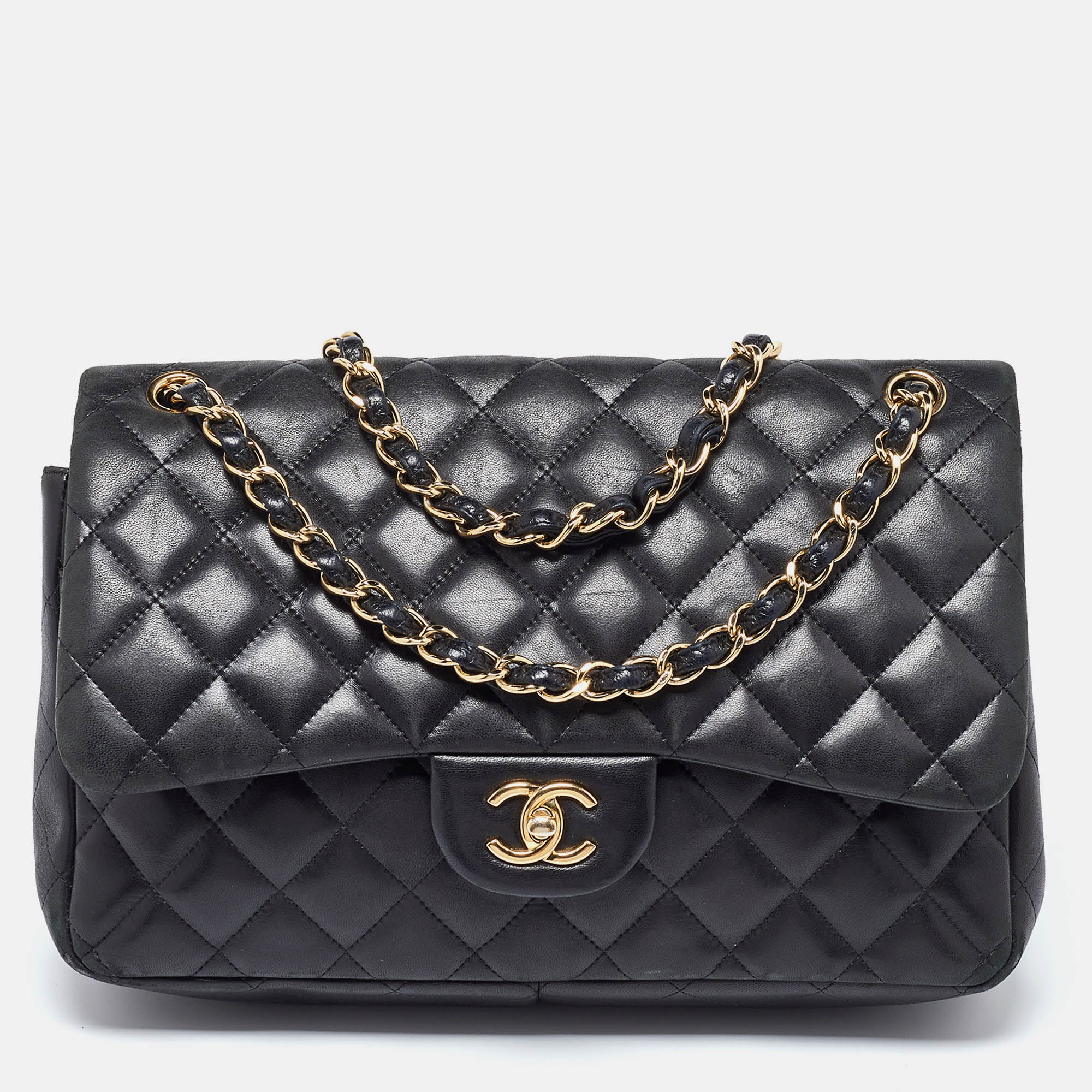 Chanel Black Quilted Leather Jumbo Classic Double Flap Bag, Shoulder Bags - Luxury Closet catalog