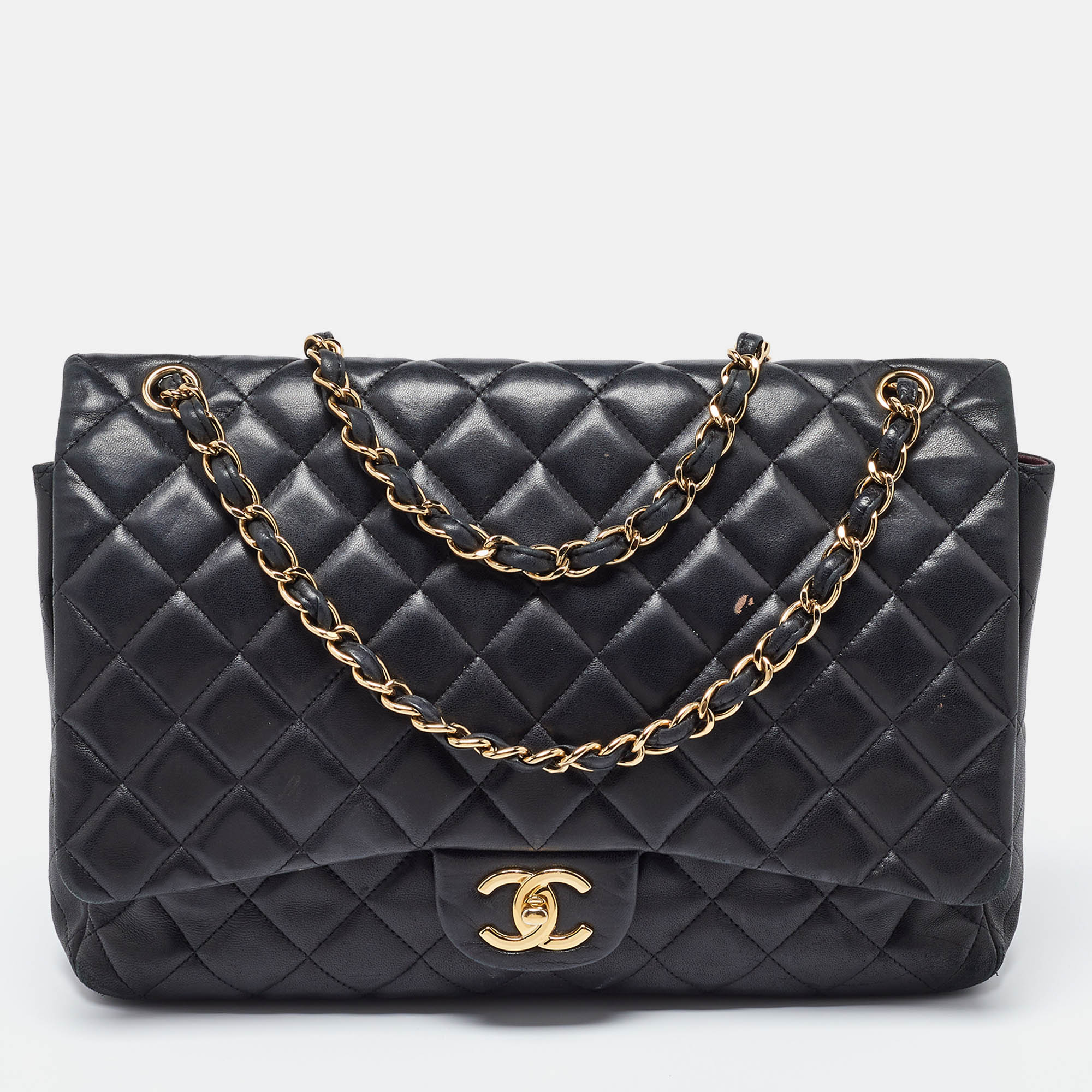 Chanel Black Quilted Lambskin Leather Maxi Classic Double Flap Bag, Shoulder Bags - Luxury Closet catalog