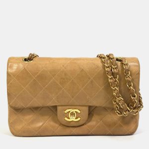 Chanel Beige Leather Small Classic Double Flap Shoulder Bags, Shoulder Bags - Luxury Closet catalog