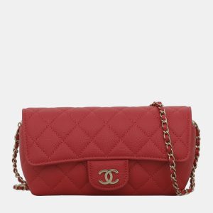 Chanel Red Caviar Leather CC Glasses Case with Chain Shoulder Bag, Shoulder Bags - Luxury Closet catalog