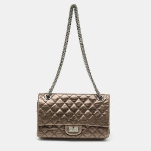 Chanel Metallic Quilted Aged Leather Reissue 2.55 Classic 225 Flap Bag, Shoulder Bags - Luxury Closet catalog
