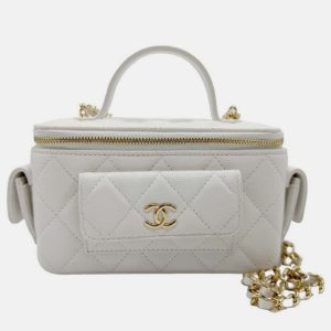 Chanel White Caviar Quilted Polly Pocket East West Top Vanity With Chain, Handbags - Luxury Closet catalog