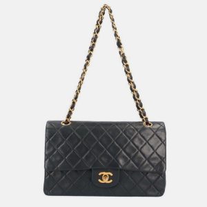 Chanel Black Lambskin Leather Medium Classic Double Flap Shoulder Bags, Shoulder Bags - Luxury Closet catalog