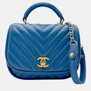 Chanel Blue Gold Leather V Stitch Handbag, Shoulder Bags - Luxury Closet catalog