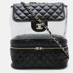 Chanel Vinyl Black Leather Matelasse Coco Mark Chain Shoulder Bag, Shoulder Bags - Luxury Closet catalog
