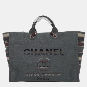 Chanel Grey/ Red/ Multicolor Large Deauville Tote Bag, Tote Handbags - Luxury Closet catalog