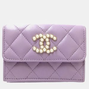 Chanel Light Purple Matelasse Small Flap CC Pearl Coco Mark Bi-fold Wallet, Wallets & Money Clips - Luxury Closet catalog