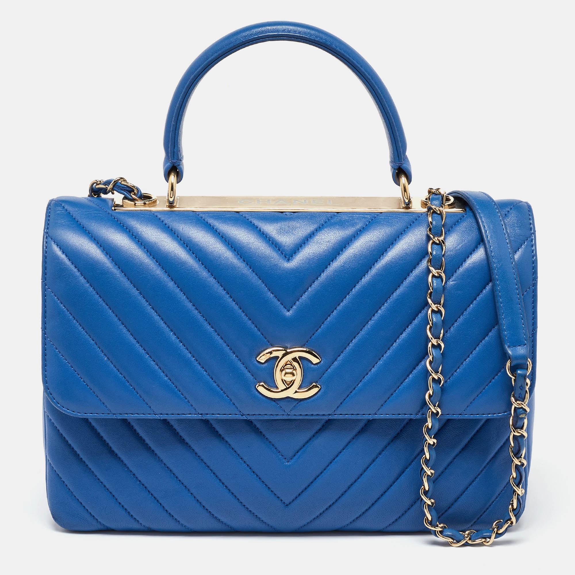 Chanel Blue Chevron Leather Medium Trendy CC Flap Bag, Satchels - Luxury Closet catalog