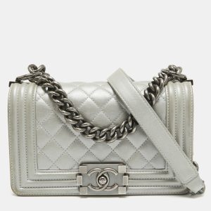 Chanel Grey Quilted Leather Mini Boy Flap Bag, Shoulder Bags - Luxury Closet catalog