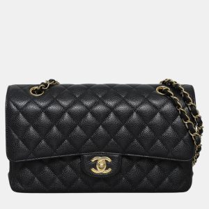 Chanel Black Caviar Leather Medium Classic Double Flap Bag, Shoulder Bags - Luxury Closet catalog