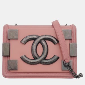 Chanel Pink Leather, Resin Boy Brick Flap Bag, Shoulder Bags - Luxury Closet catalog