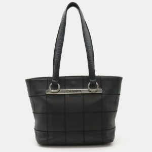 Chanel Black Leather Chocolate Bar Tote Bag, Tote Handbags - Luxury Closet catalog