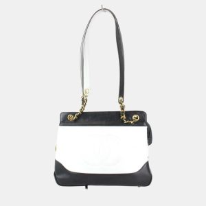 Chanel White Leather Bicolor Chain Shoulder Bag, Shoulder Bags - Luxury Closet catalog