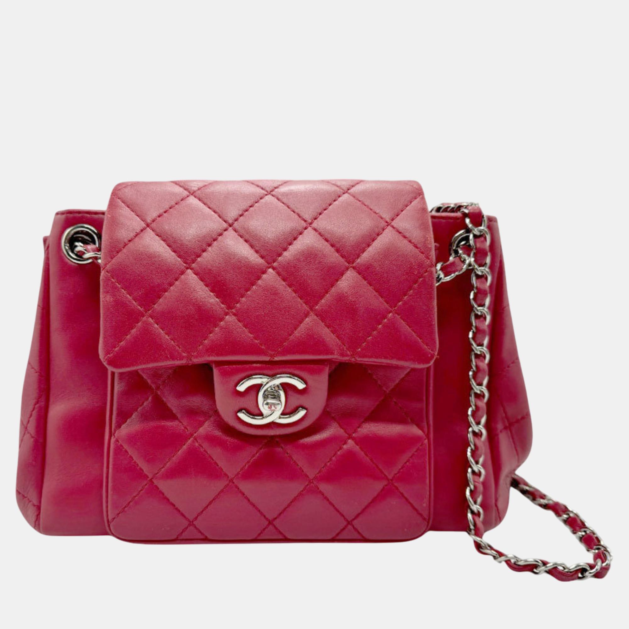 Chanel Red Silver Lambskin Shoulder Bag, Shoulder Bags - Luxury Closet catalog