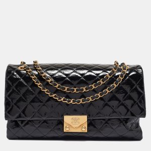 Chanel Black Quilted Patent and Leather Pagoda Accordion Flap Bag, Shoulder Bags - Luxury Closet catalog