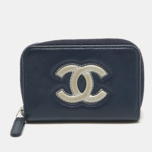 Chanel Blue/Silver Leather CC Zip Coin Purse, Wallets & Money Clips - Luxury Closet catalog
