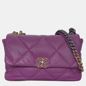Chanel Violet Leather Quilted Small 19 Shoulder Bag, Shoulder Bags - Luxury Closet catalog